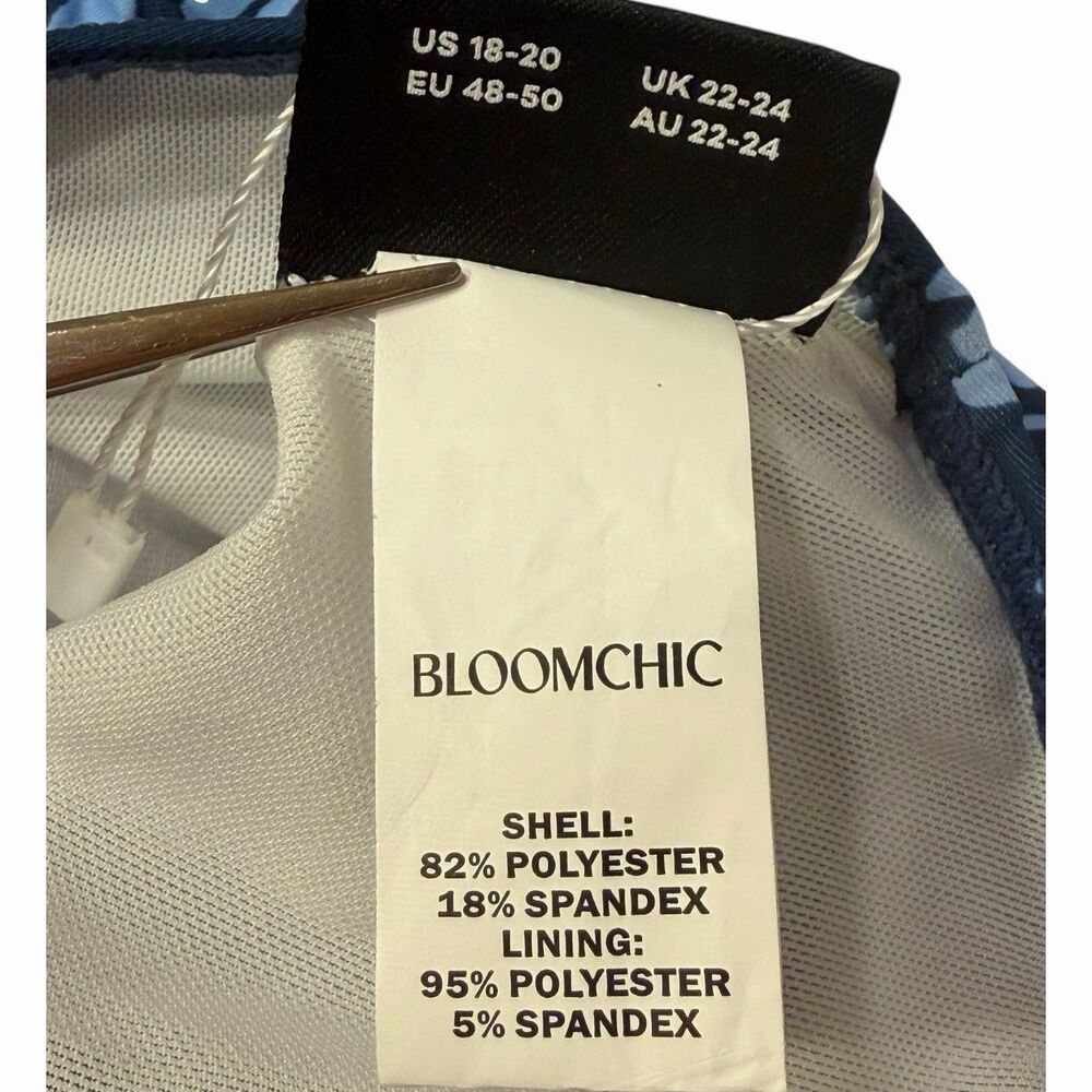 Plus Size Swim Romper 18 20 Blue Floral Pockets Lined Beach Vacation Swimsuit - Picture 11 of 16